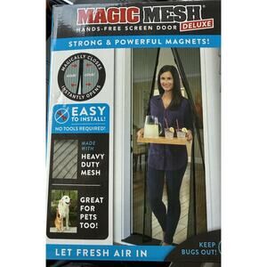 Magic Mesh Deluxe Magnetic Screen Door Hands Free 39"x83" Black MM011124 New